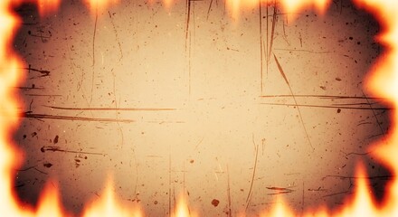 Grunge background with burning frame and scratches for vintage designs