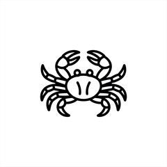 Simple outline icon of a crab symbolizing zodiac sign cancer or sea life