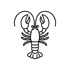 Simple outline icon of a lobster seafood animal marine crustacean claws and tail