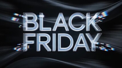 Experience dynamic Black Friday deals with sleek animated text on a dark background
