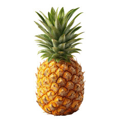 Fototapeta premium Whole Ripe Pineapple with Green Crown of Leaves on Black Background fruit tropical