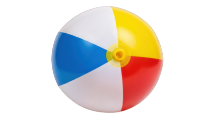 Beach ball with white, blue, red, yellow panels