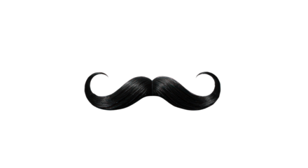 Black handlebar mustache centered on a dark background