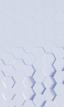 Vertical tech background with 3D hexagon honeycomb pattern