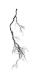 Black and white lightning bolt isolated on transparent background for design use