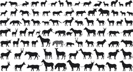 silhouettes of animals vector