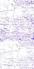 Fototapeta premium Texture of cracked paint on a white surface with a purple tint isolated on transparent background