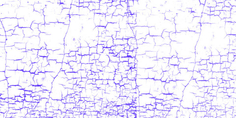 Cracked paint texture on white surface with purple tint isolated on transparent background