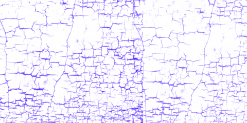 Cracked paint texture on white surface with purple tint isolated on transparent background