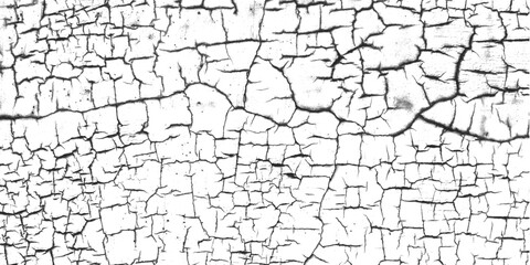 Cracked paint texture isolated on transparent background for graphic design use