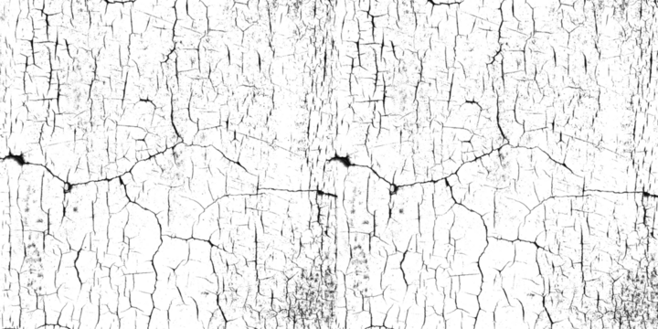 Old white painted wall with cracks and peeling paint for background use isolated on transparent background