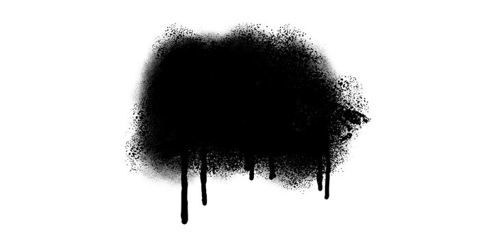 Black spray paint blob isolated on transparent background for graphic design use