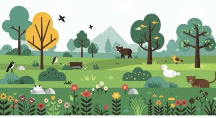 Gardinen Pistazie spring landscape with birds  © MD