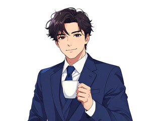 ビジネスマン　コーヒー　生成AI