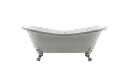 Elegant white clawfoot bathtub, isolated on black, with ornate silver feet