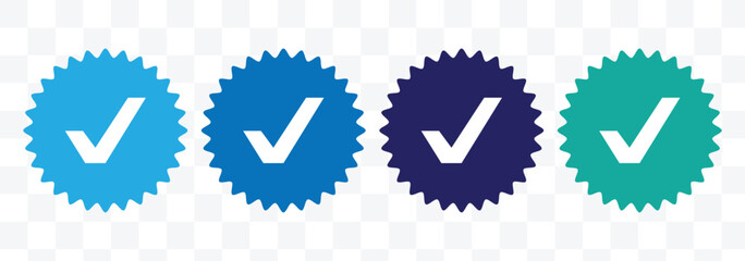 blue Checkmark icon set. check list circle frame. accept sign. check marks for accept, confirmation symbol.