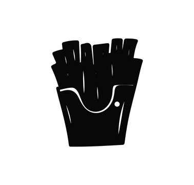 fries vector black and white on isolated background, fries icon, food icon