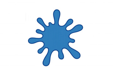 Blue paint splattering creating an ink blot or liquid splash shape. Waterdrop or stain design element with transparent background