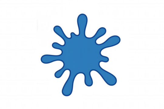 Blue paint splattering creating an ink blot or liquid splash shape. Waterdrop or stain design element with transparent background - Powered by Adobe
