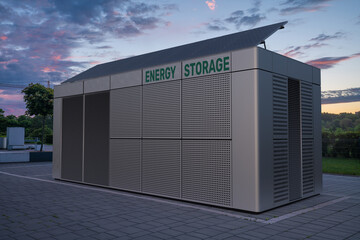 Electricity storage facilities behind a modern factory