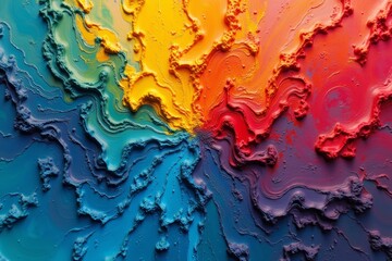 Overhead view of vibrant painted brush strokes on a canvas