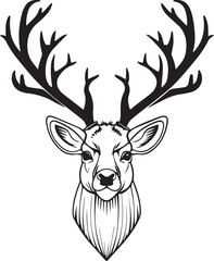 A majestic deer's portrait in stunning monochrome, with imposing antlers as the focal point. Capturing the essence of strength and elegance.