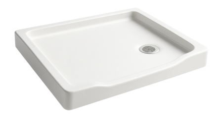 Accessible shower base for easy entry in a universally designed home.
