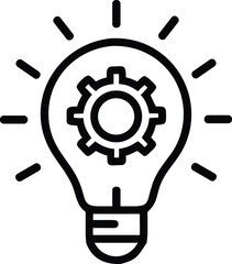 Vector art of light bulb with gear representing innovation