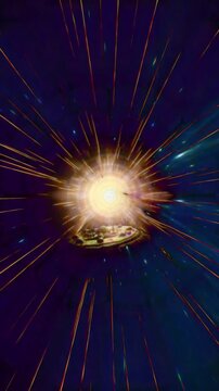 Endless loop through luminous nebula and bright starlight outer space warp drive effect with glowing blue particles and starlight trails. Ideal for sci-fi scenes, VFX, and immersive projections