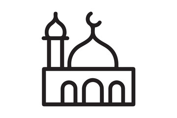 Adhan call, mosque icon. Simple line, outline vector religion icons for ui and ux, website or mobile application. one line Icon drawing with white background