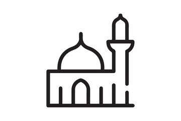 Adhan call, mosque icon. Simple line, outline vector religion icons for ui and ux, website or mobile application. one line Icon drawing with white background