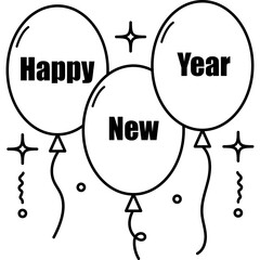 New Year Balloon Icon