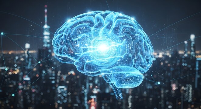 ai artificial intelligence brain blue data processing technology