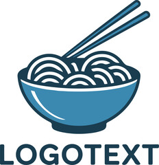 Noodle bowl logo design isolated on white background for restaurant or food business