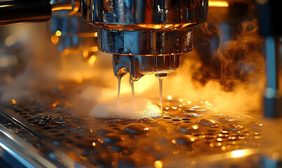 Espresso Machine's Golden Hour: Steaming Crema Extraction