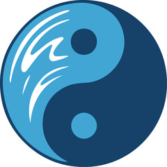 Yin and yang symbol with water isolated on white background is very calming