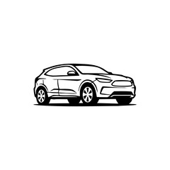 Dynamic SUV Mountain Speed Logo Engraving Vector Illustration