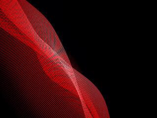 Red wireframe wave pattern flowing smoothly over a dark background.