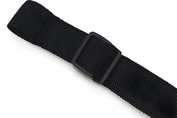Close-up of a Black Strap with a Square Plastic Buckle