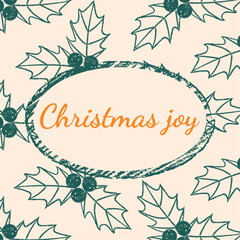 Minimalist Christmas card with chalk texture. Vector template for banners, posts, and covers