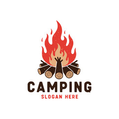 Camping and camp logo design vector illustration