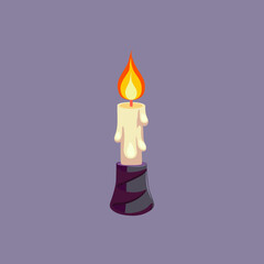 Burning Candle in Dark Holder Illustration