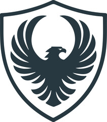 Eagle shield logo, a symbol of strength, protection, and freedom isolated on white background