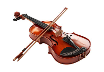 Elegant Classical Violin and Bow isolated on a transparent background