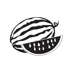 Stylized watermelon and slice