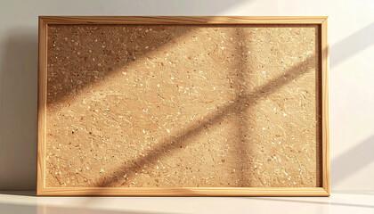 Fototapeta premium Empty corkboard with wooden frame, clean background, perfect mock-up for notes
