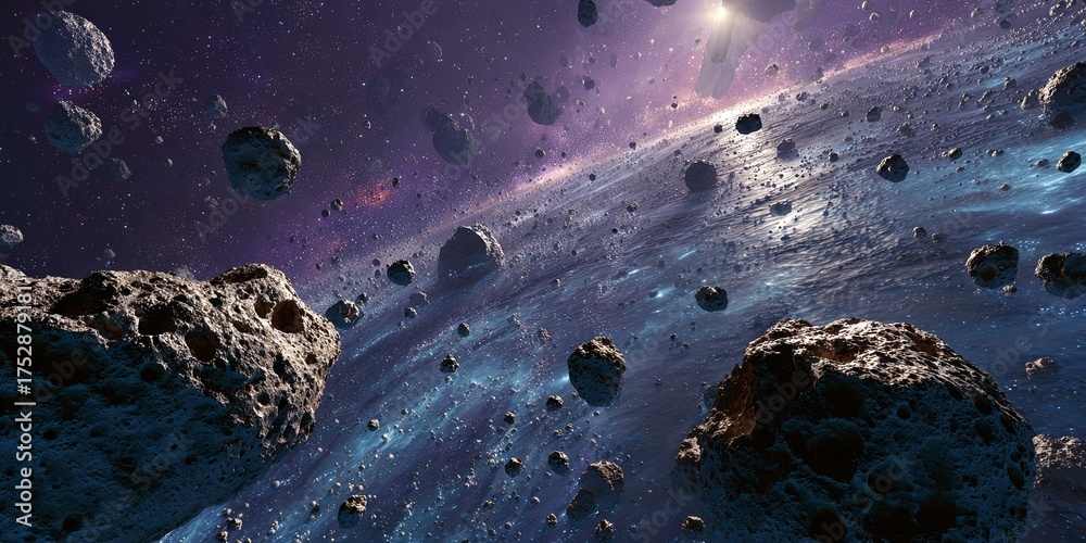 Canvas Prints vast universe scene with planets, asteroids, and space elements captured in stunning high-resolution