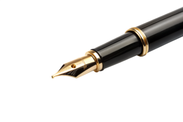 Black Fountain writing pen isolated  on white background ,PNG.AI Generated.