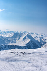 Winter panorama of Gudauri ski resort, Georgia