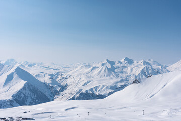 Winter panorama of Gudauri ski resort, Georgia
